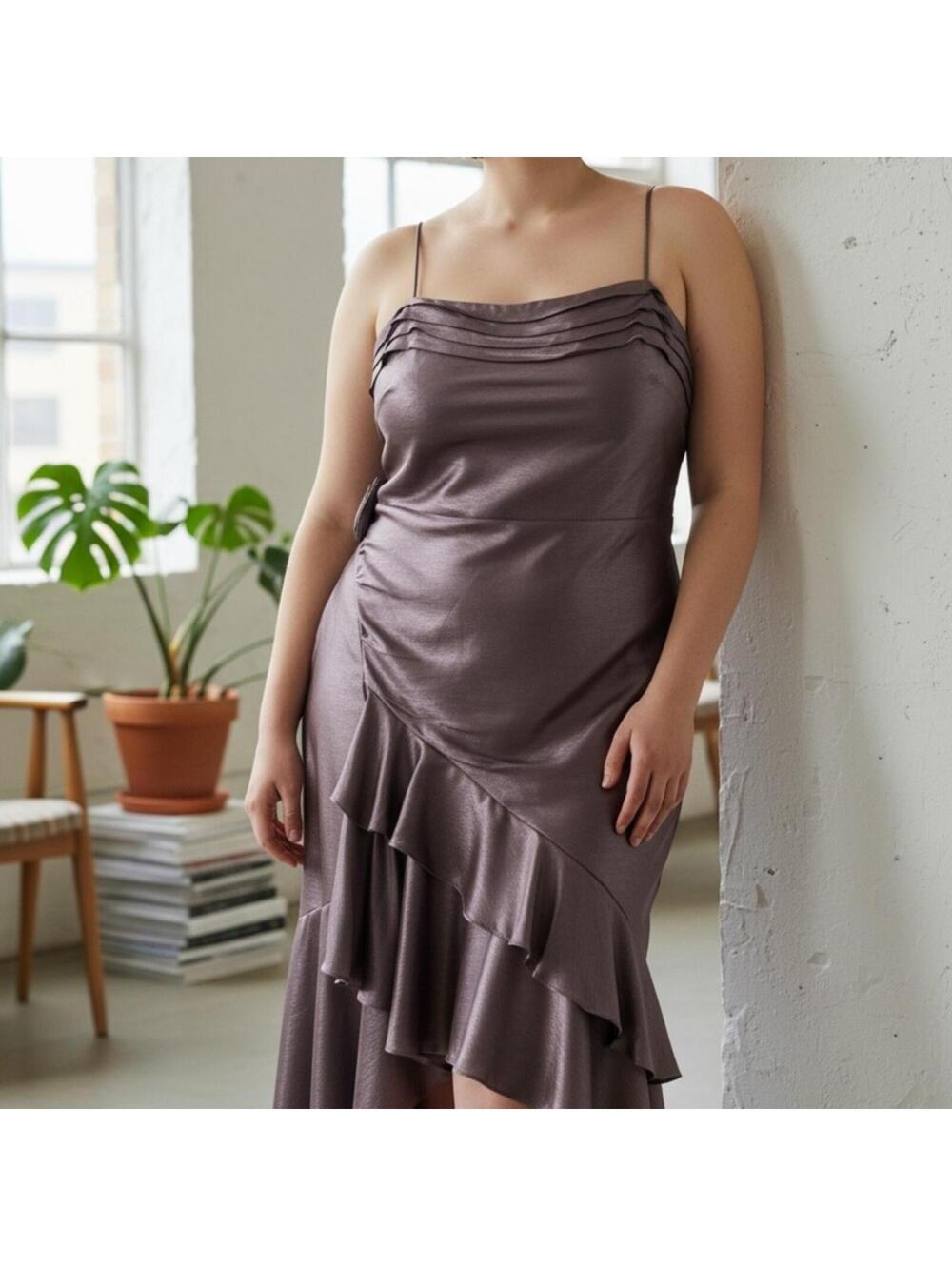 Chic Asymmetrical Women's Dress in Mauve